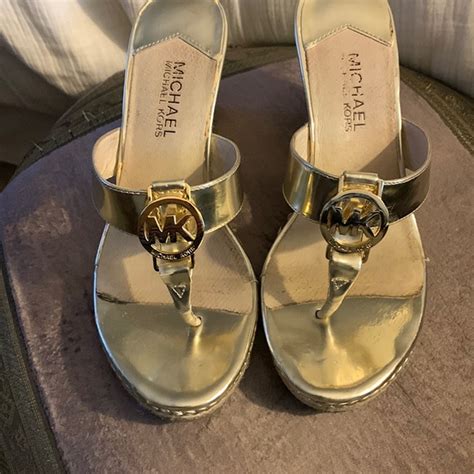 michael kors gold heel sandals|poshmark Michael Kors gold sandals.